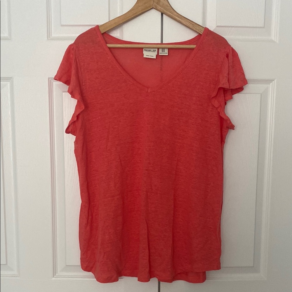 Rachel Zoe Coral Flutter Sleeve Lightweight Ruffled Blouse, Plus size 1X